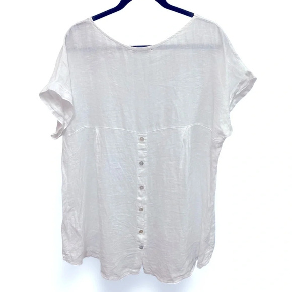 Terzo Millennio White High Low 100% Linen Blouse made in Italy size large - Picture 2 of 9